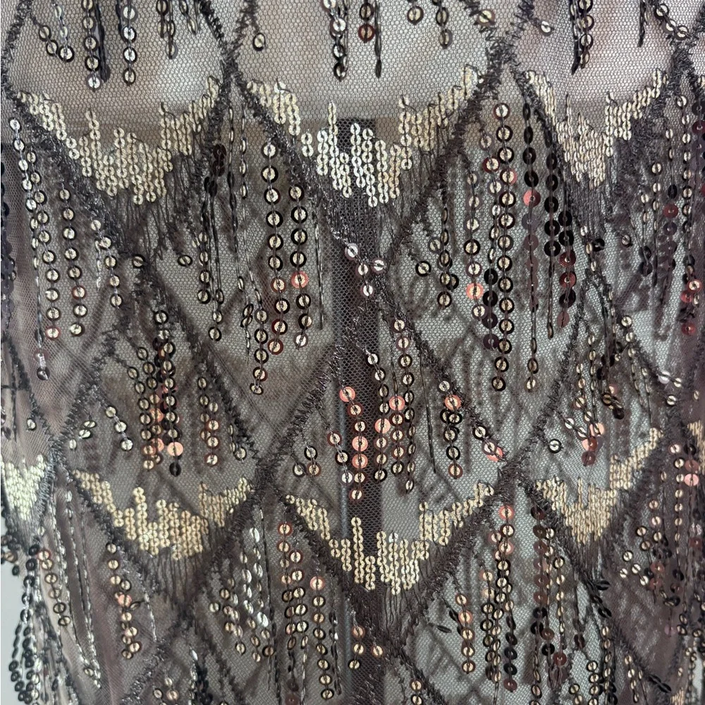 NWT Simons Chocolate Brown Sequin Lace Sequin Sparkly tulle Midi Skirt Size S - Picture 4 of 15